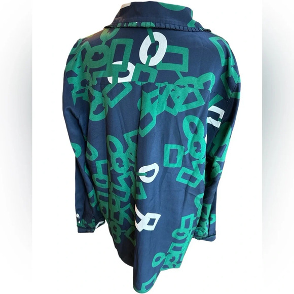 Lafayette 148 Silk Duvall Link Print Button-down Long Sleeve Blouse L - Picture 5 of 16